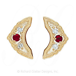 GS047-2 R/D - 14 Karat Gold Slide with Ruby center and Diamond accents 